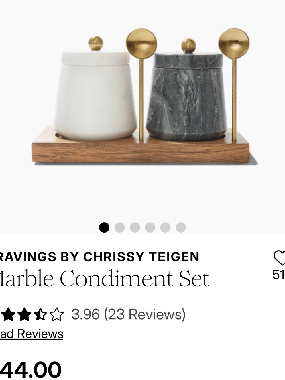 Marble Condiment Set with Gold Accents in White & Gray